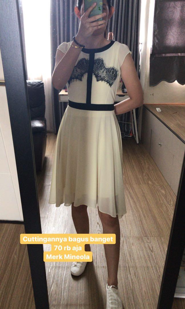 Yellow beige dress, Fesyen Wanita 