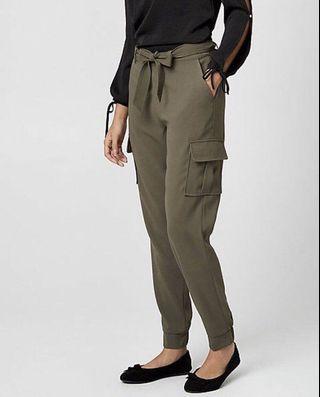 Le Chateau Belted Khaki Green Cargo Trousers