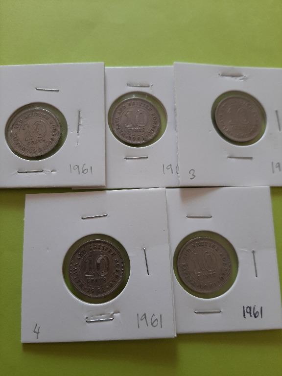 1961 Malaya And British Borneo 10 Sen Queen Elizabeth Ii X 5 Pieces Antiques Currency On Carousell