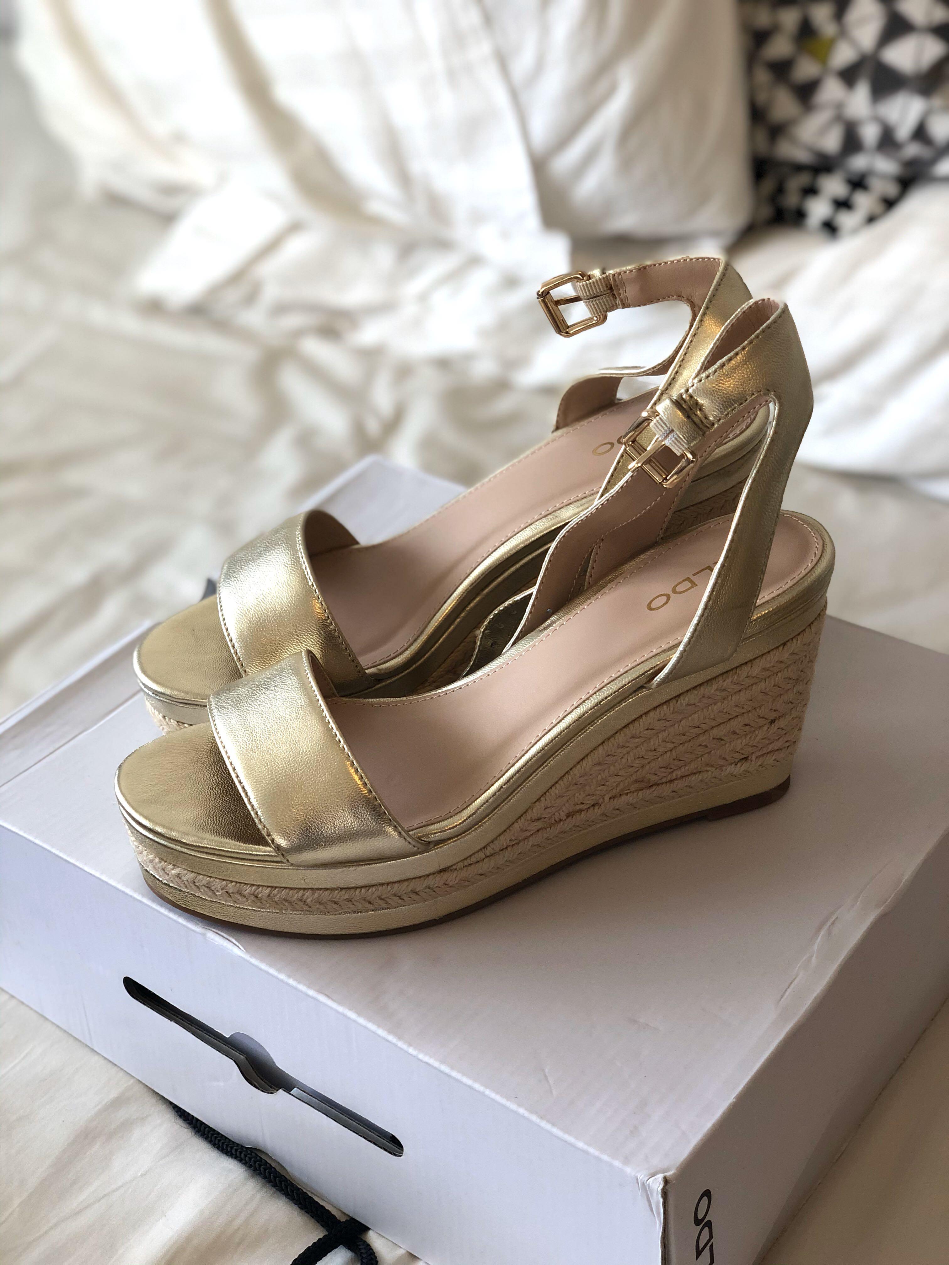 Aldo gold wedge top sandals