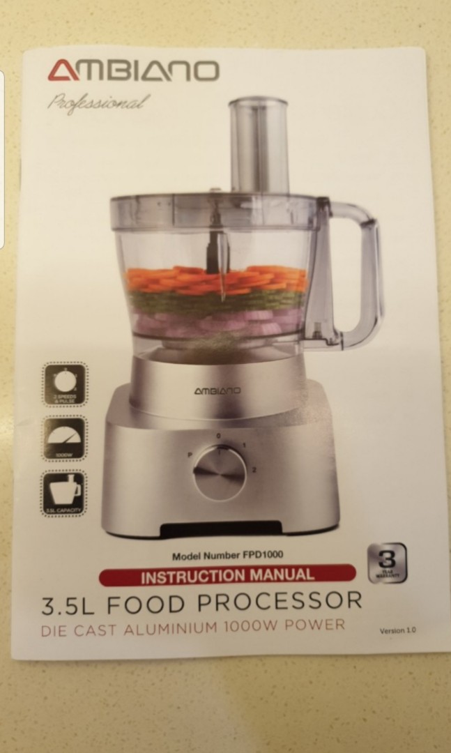 Ambiano 3 5l Food Processor 1000w Die Cast Aluminium Model