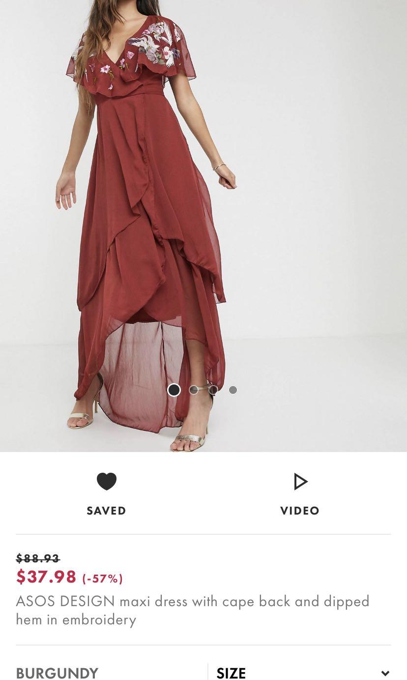 Maxi dress with cape shop back and dipped hem