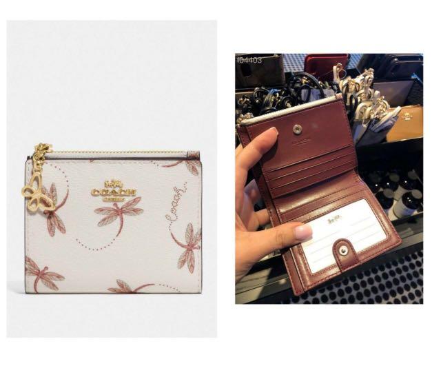 Authentic. Coach snap card case with dragonfly print
