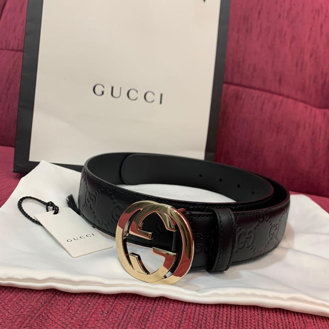 gucci signature leather belt womens