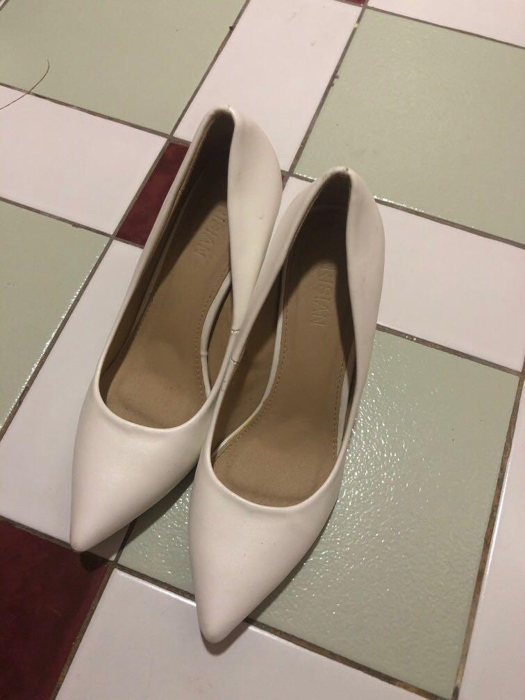 parisian white heels