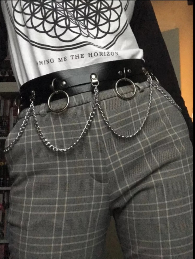 Punk Belt with loop chains e girl e boy belt Women s Fashion
