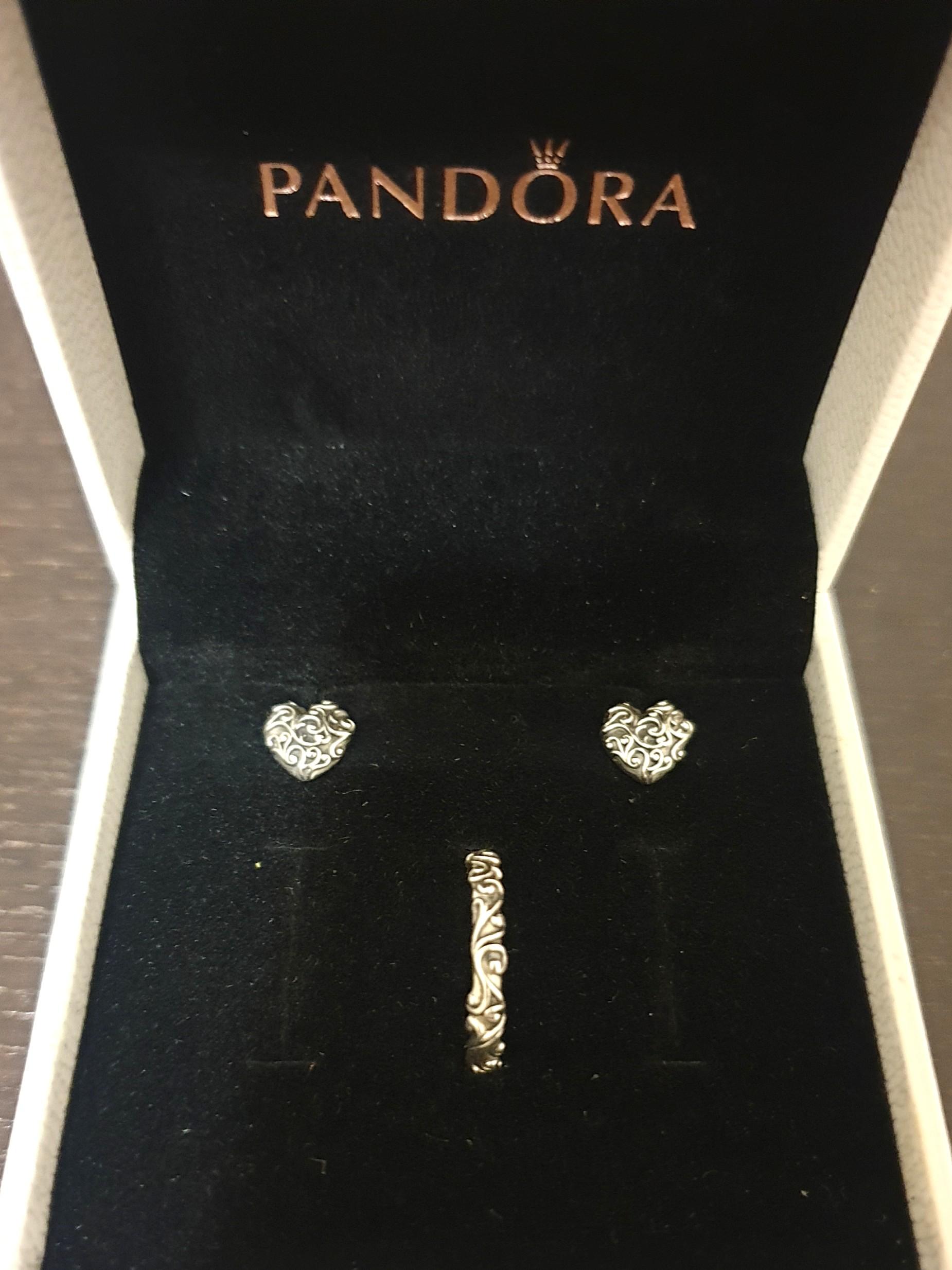 Sale Pandora Regal Heart Earrings Ring Set