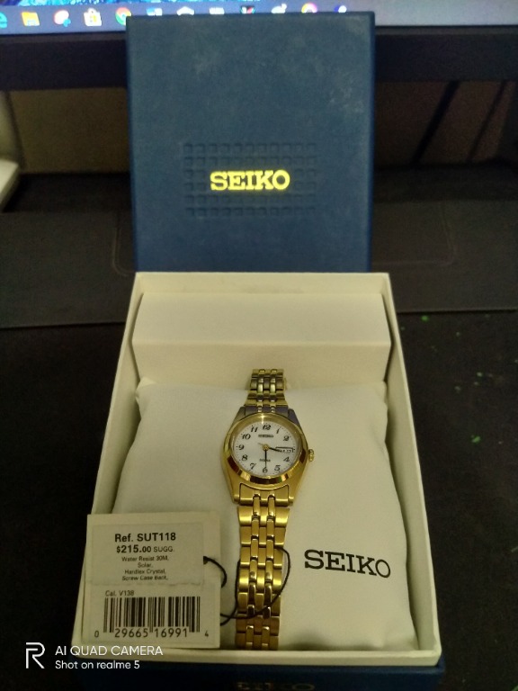 Seiko Women's SUT118 Gold-Tone Stainless Steel Watch (Solar Watch), Women's  Fashion, Watches & Accessories, Watches on Carousell