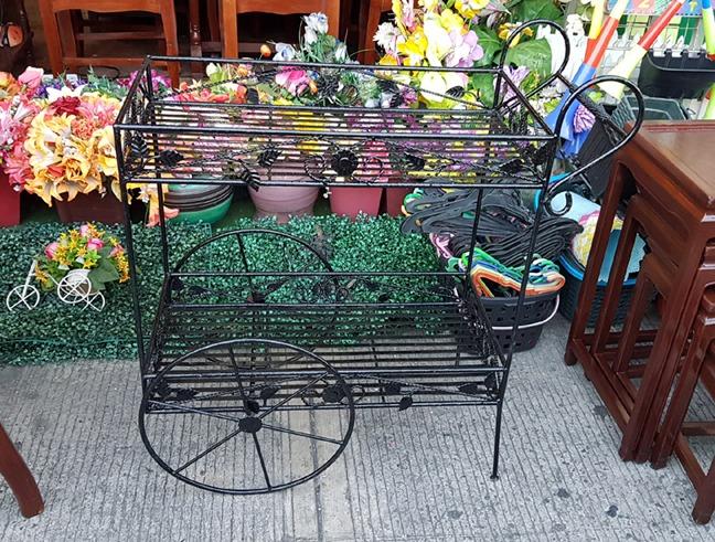 Serving Display Metal Cart (Category: Other Kitchenware & Tableware) located in Manila. Submitted by vivian.vivian3 (Listing ID 275569833, Image 1). Description: Serving DServing Display Metal Cart * With 2 serving layers * Flower accent design details * Size: 32 x 14 x 30.5 inches (Length x Width x Height) * Price is ₱ 4,500 Kindly visit our Facebook Page: Vivian's Collections For inquiries: (02) 8343-7727 / 0920-9453744.