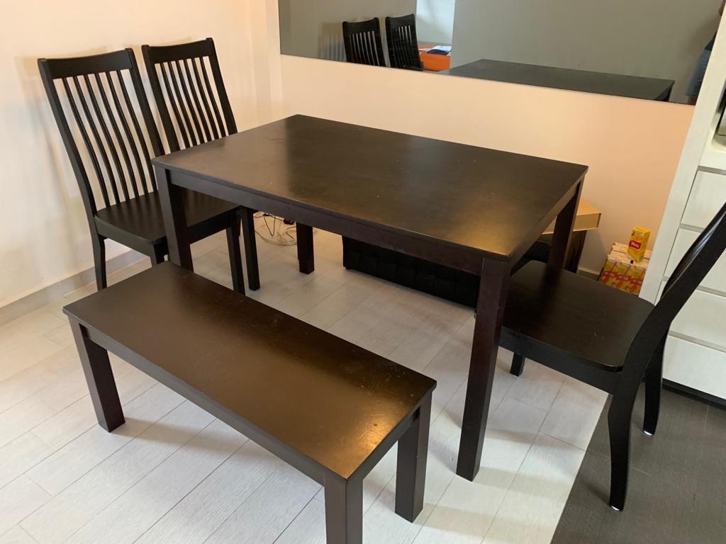 Wooden Dining Table And Bench Chair Set Furniture Tables Chairs On Carousell