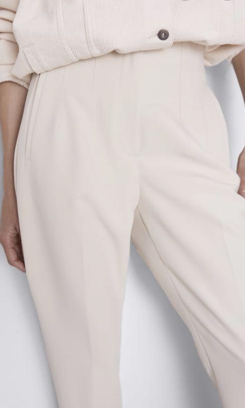 Zara high waisted pants in beige, Women's Fashion, Bottoms, Other Bottoms  on Carousell