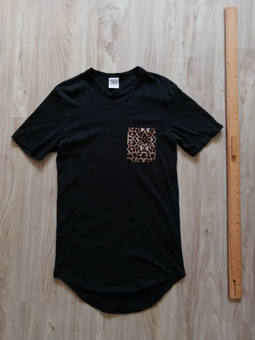 Zara men leopard pocket tee shirt, Men 