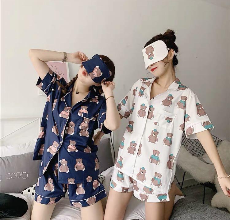 Teddy bear shorts and top pjs clearance