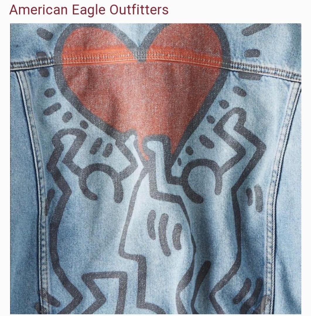 American eagle keith haring jean jacket top