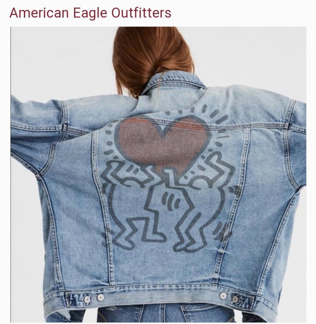American eagle outfitters KEITH HARING denim jacket boyfriend