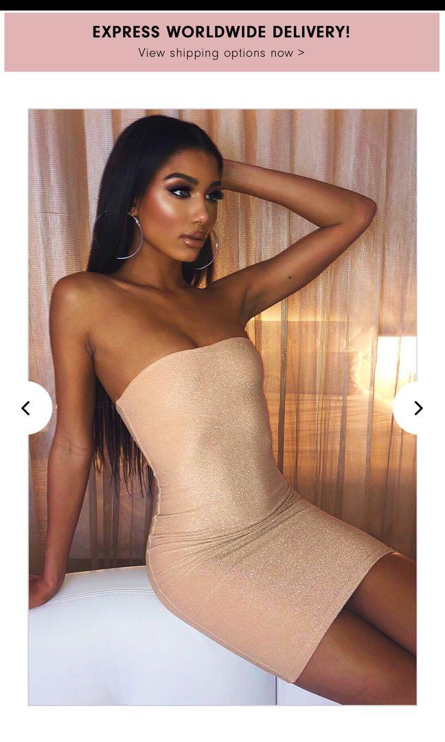 BABYBOOFASHION- Tila Mini Dress- Gold, Women's Fashion, Clothes on Carousell