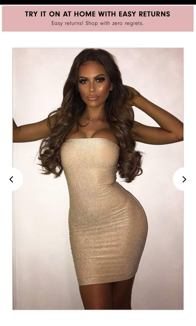 BABYBOOFASHION- Tila Mini Dress- Gold, Women's Fashion, Clothes on Carousell