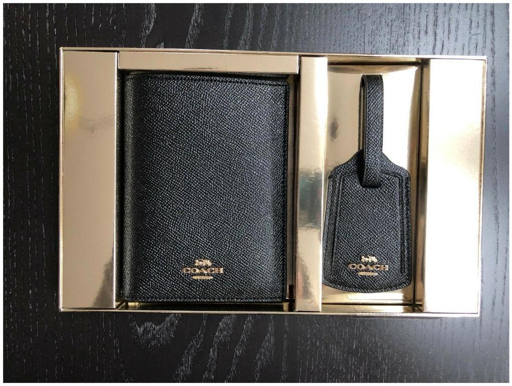 Coach passport holder and hot sale luggage tag
