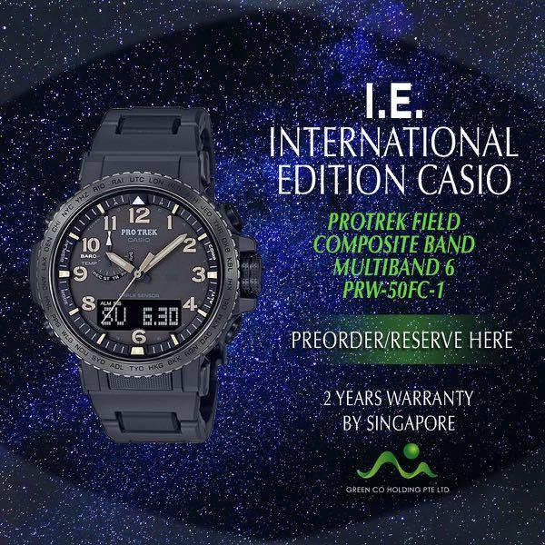 Casio International Edition Pro Trek Multiband 6 Tough Solar Prw 50fc 1 Black Mobile Phones Gadgets Wearables Smart Watches On Carousell