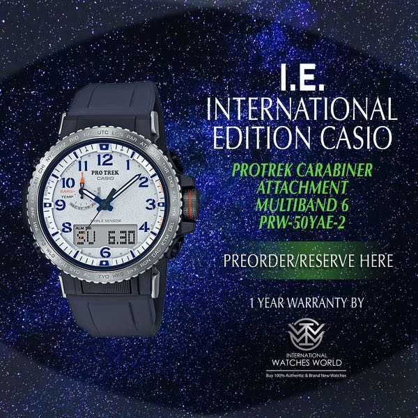 Casio International Edition Pro Trek White With A Replacement Carabiner Multiband 6 Tough Solar Prw 50yae 2 Men S Fashion Watches On Carousell
