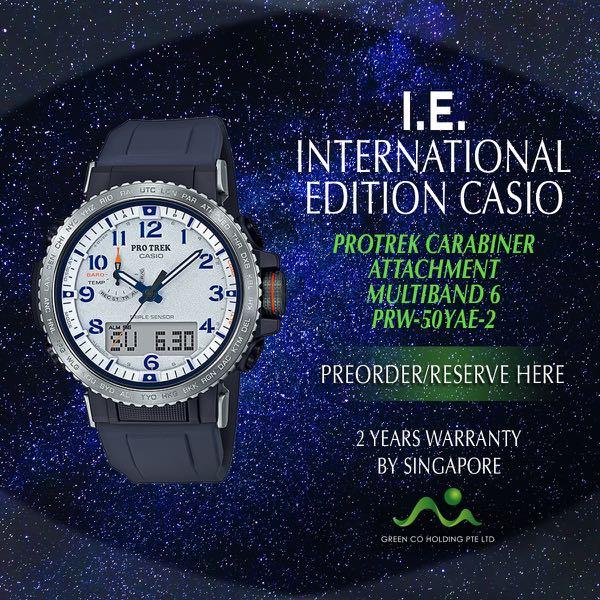Casio International Edition Pro Trek White With A Replacement Carabiner Multiband 6 Tough Solar Prw 50yae 2 Men S Fashion Watches On Carousell