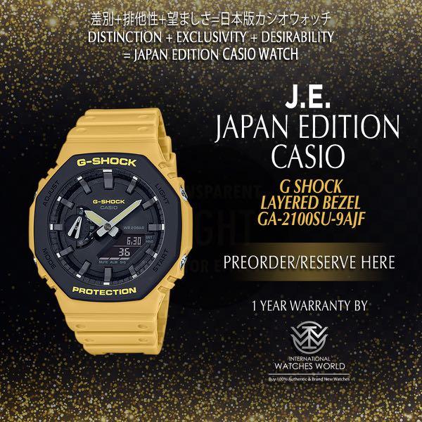 CASIO JAPAN EDITION G SHOCK YELLOW BAND LAYERED BEZEL GA 2100SU