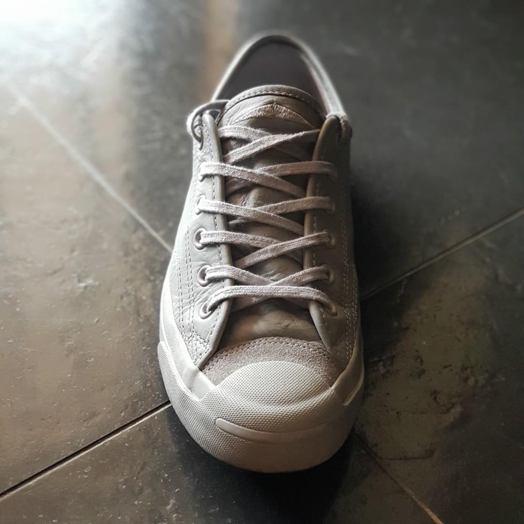 Converse jack purcell grey leather hot sale