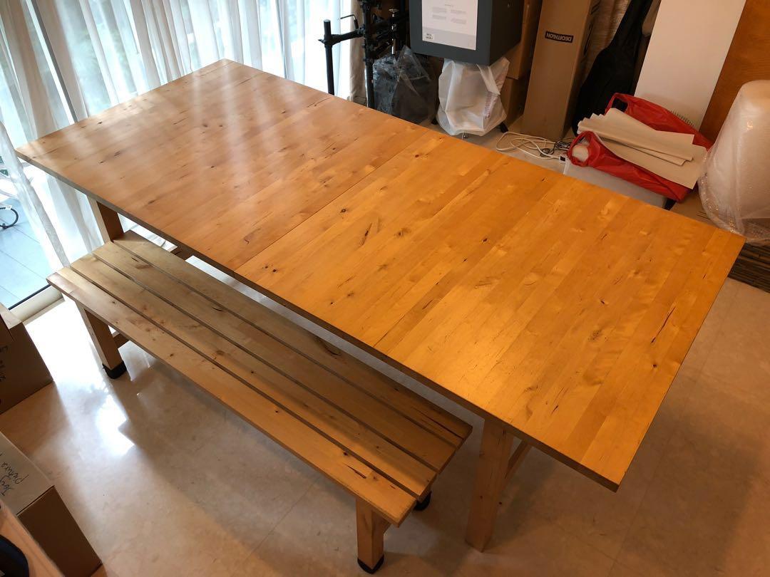 Dining Working Table Extendable And Bench Ikea Norden
