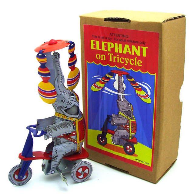 Elephant on Tricycle clockwork Windup collectible, Toys & Games, Others ...