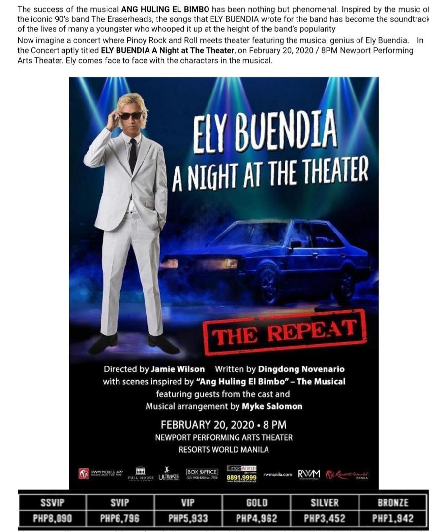 Ely Buendia A Night At The Theater Repeat On Carousell