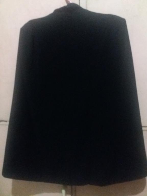 Forever 21 Black Cape Blazer (Category: Coats, Jackets and Outerwear) located in Manila. Submitted by yeahyeahss (Listing ID 275641730, Image 3). Description: Forever 21 Black Cape Blazer Brand: Forever 21 Color: Black Flaws: none Item Condition: Never Used (padded) Size – Small Approximate measurements in inches Shoulder to shoulder – 17 Armpit to armpit – 26 Length – 28 Payment Method - BPI, Union bank Shipping - Abest (additional 70-80 pesos b