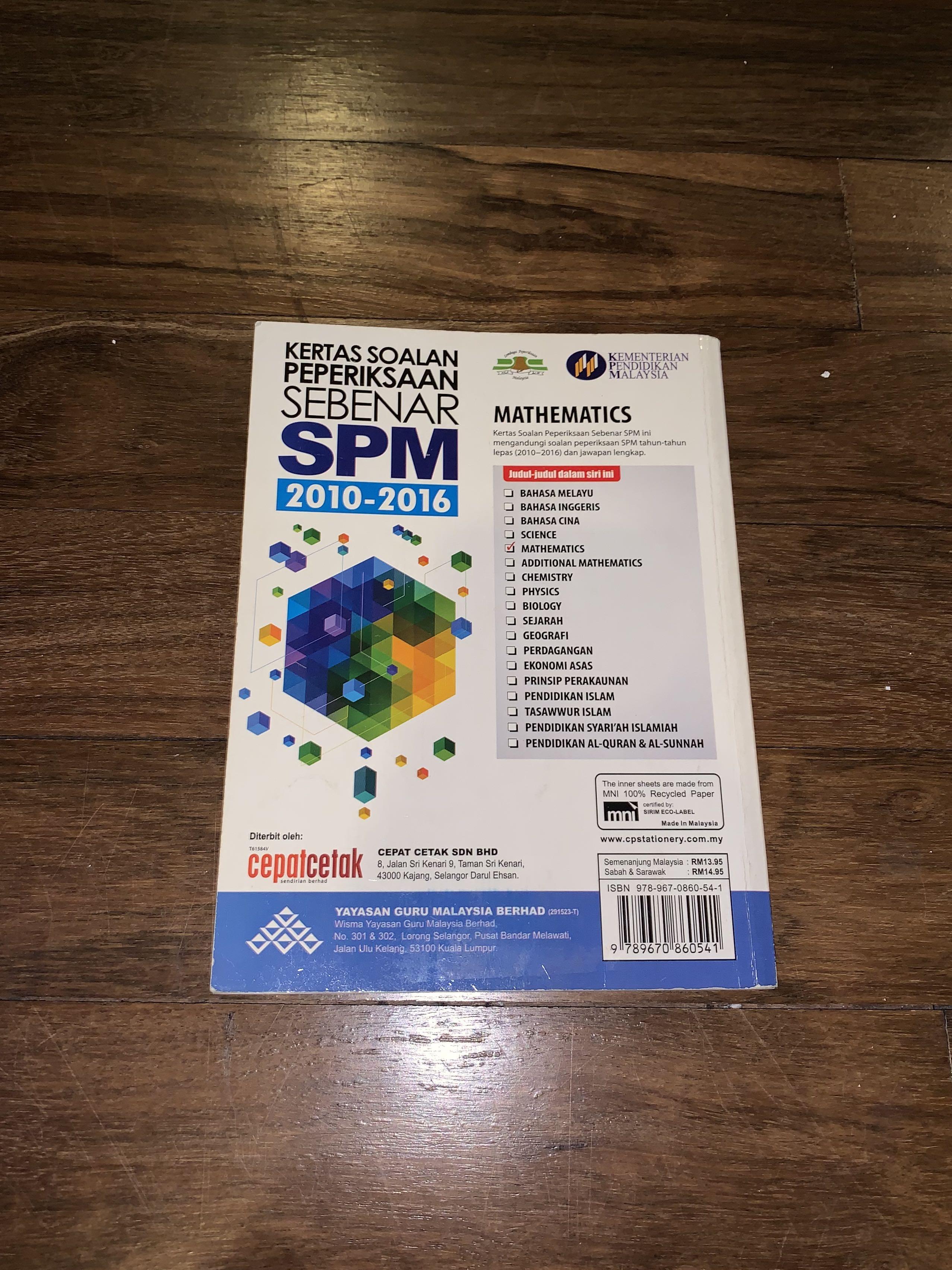 Kertas Soalan Sebenar Spm Mathematics Textbooks On Carousell