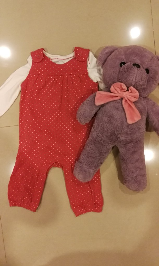 Marks Spencer Good As New M S Dungaree Romper Set Red 9 12