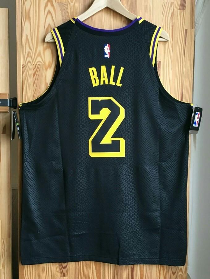 Nike authentic Lakers Jersey Lonzo Ball Kobe Bryant black mamba