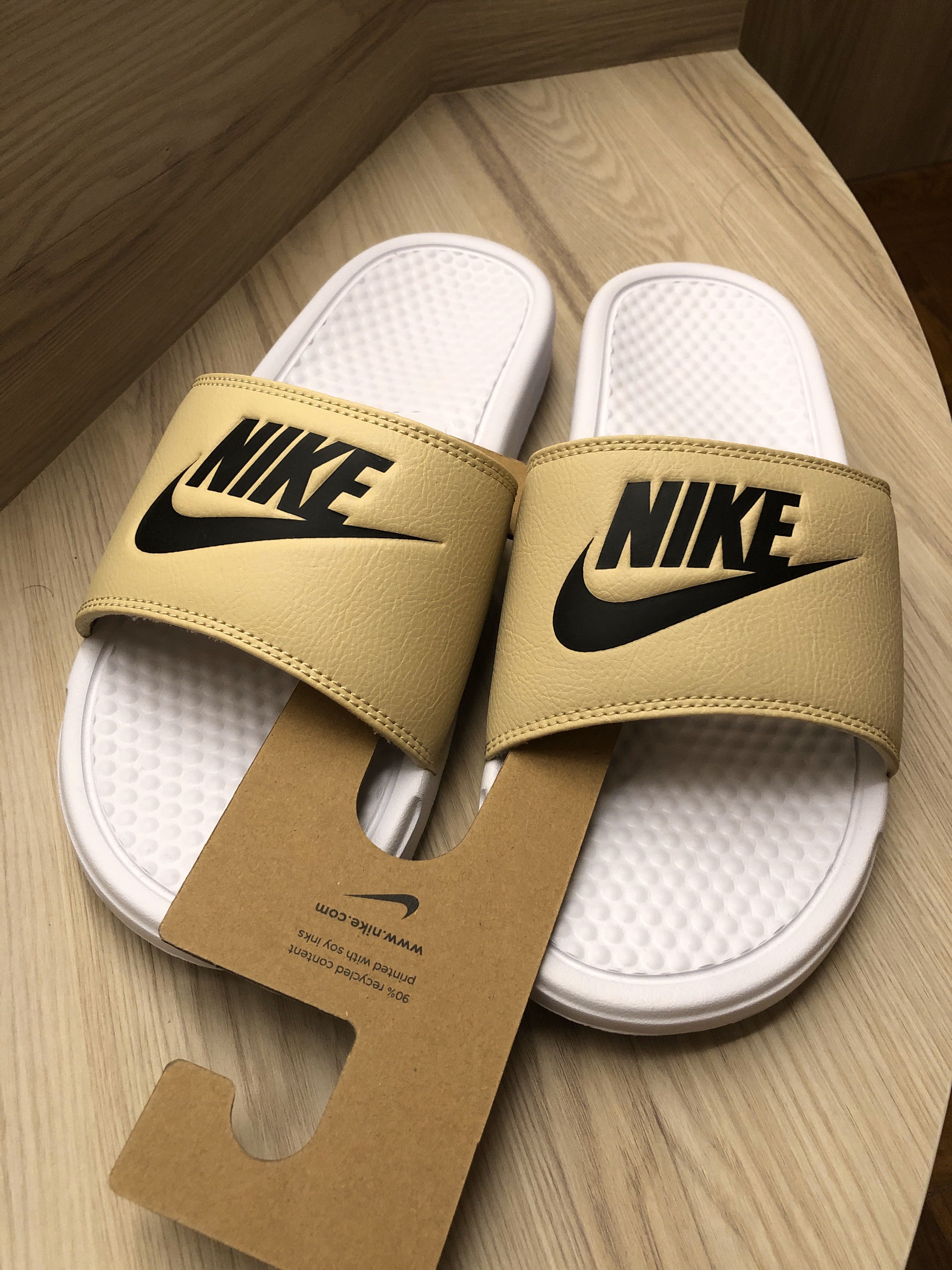 nike slides beige