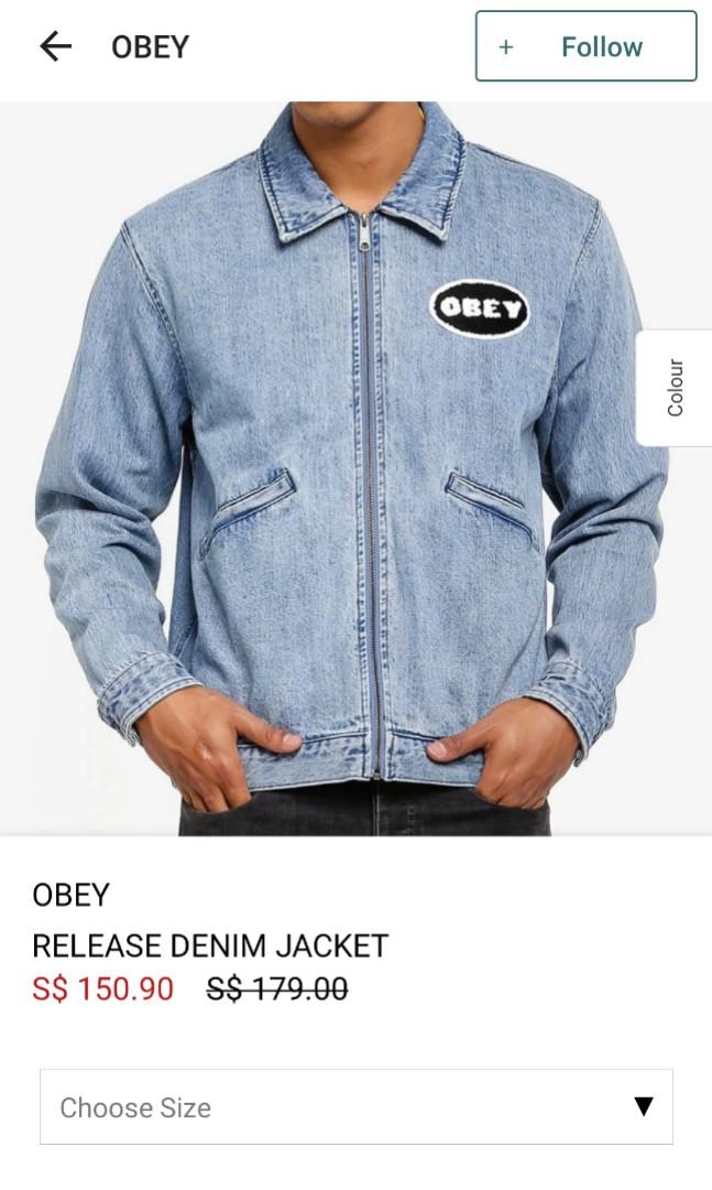 Obey denim jacket, Men's Fashion, Coats 