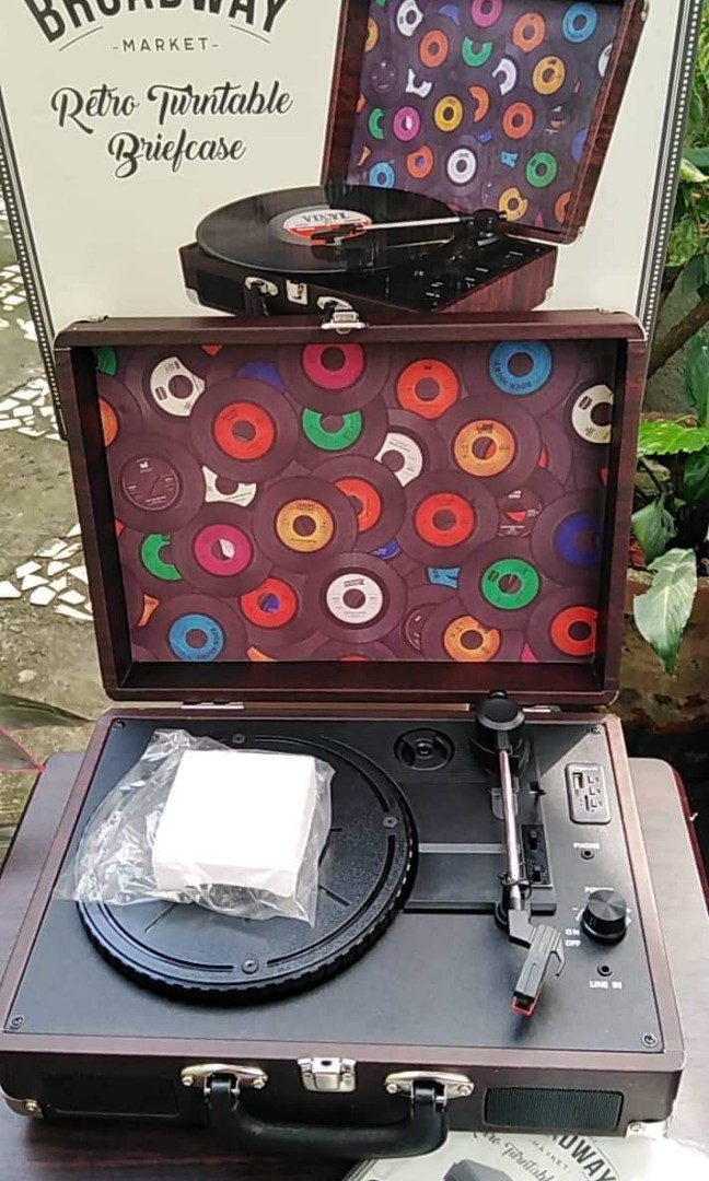 Retro Vintage Style Briefcase Turntable Plaka Vinyl Record Player USB
