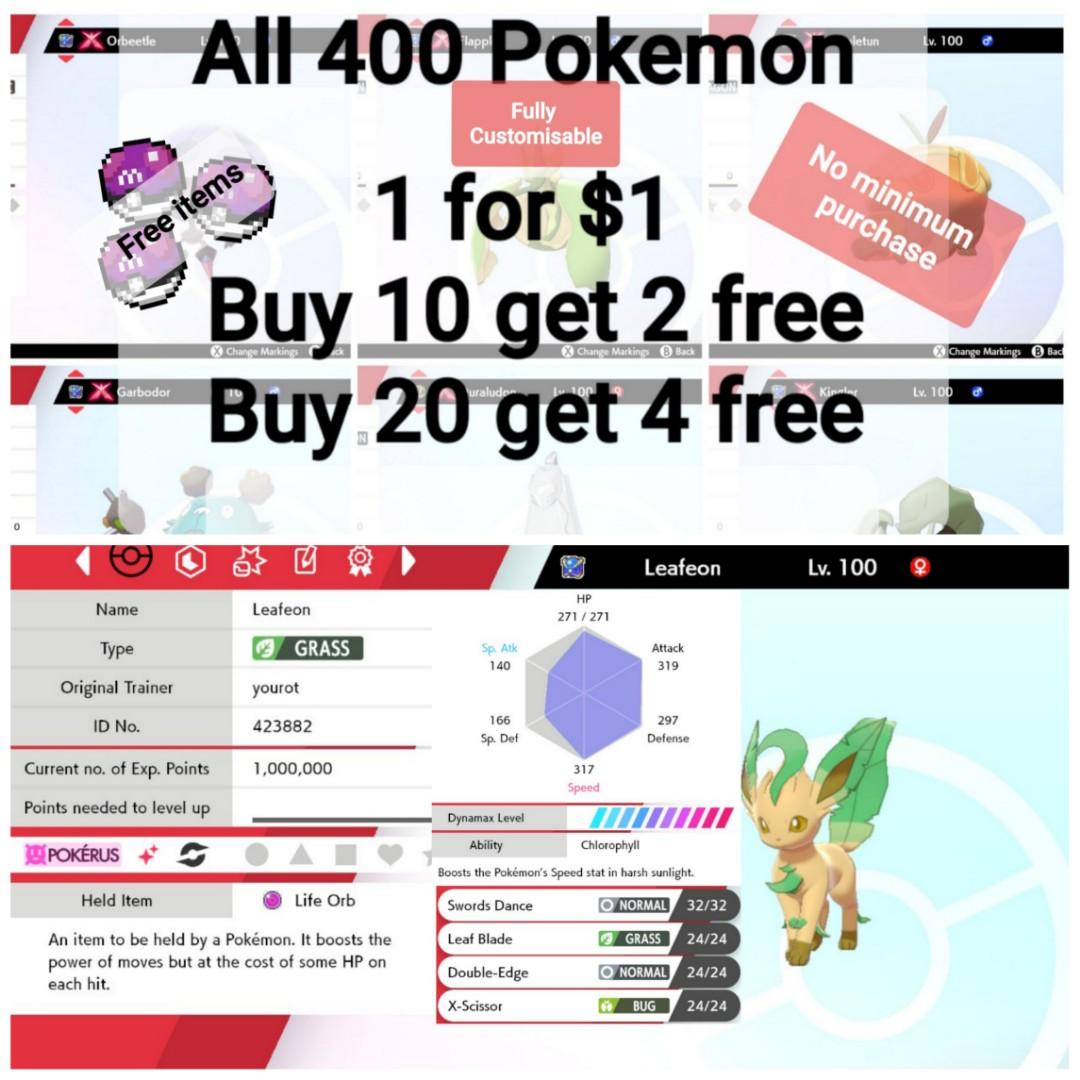 Square Shiny 6ov Pokerus Battle Ready Leafeon Pokemon Sword And Shield Nintendo Switch Toys Games Video Gaming In Game Products On Carousell Leafeon locations in pokemon sword and shield. carousell