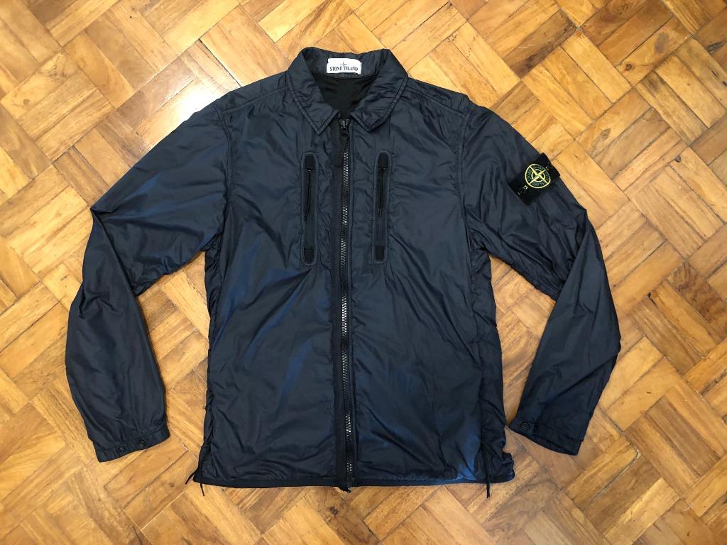 Stone Island Garment Dyed Crinkle Reps NY Overshirt Black Men s