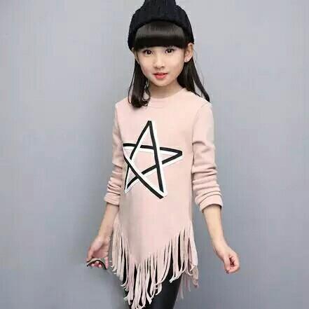 Teenagers T Shirts Tassel Girls Tops Tee Long Sleeve 8 10 12 13