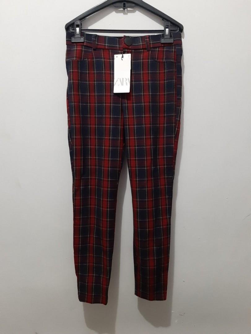Zara plaid Tartan Pants trousers bukan 