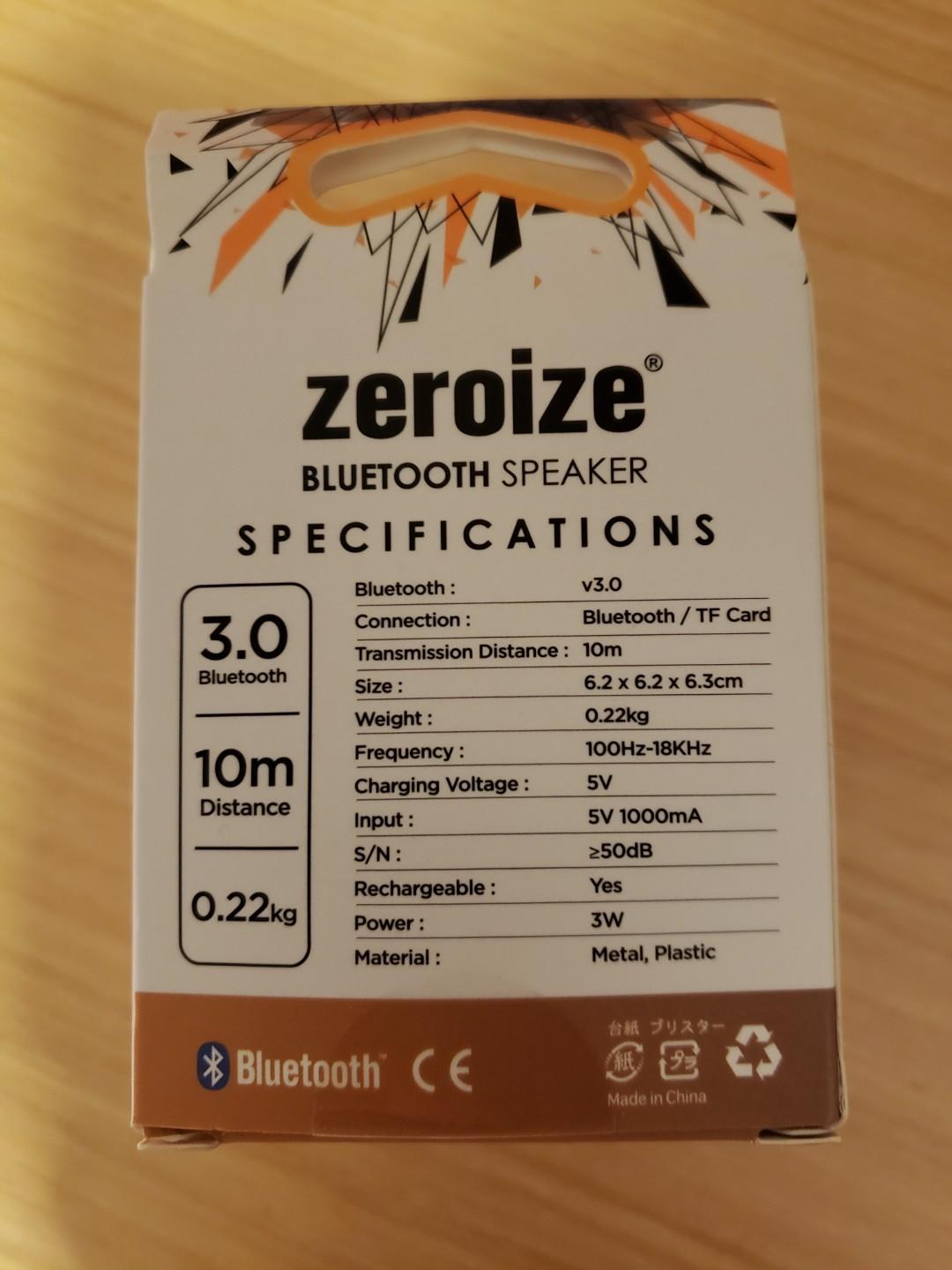 Zeroize Bluetooth Speaker （分類：Soundbar、揚聲器、藍牙喇叭、耳擴）位於 Hong Kong。 由 ykp1020 提交（商品編號 275739895，圖片 2）。簡介： 。
