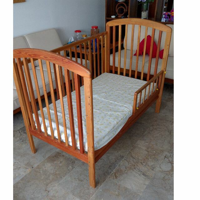 5in1 baby cot in solid pine, Babies & Kids, Baby Nursery & Kids Furniture, Cots & Cribs on