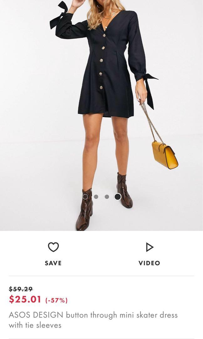 ASOS Design Button through skater dress Women s Fashion Dresses Sets Dresses on Carousell