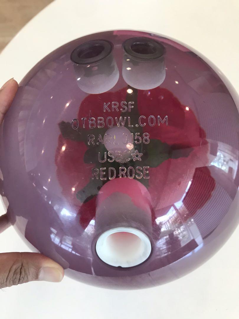 Bowling ball clear red rose, Sports Equipment, Sports & Games