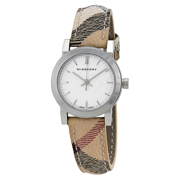 Pre Order Burberry Silver Dial Check Leather Ladies Watch Bu9222 Women S Fashion Watches On Carousell