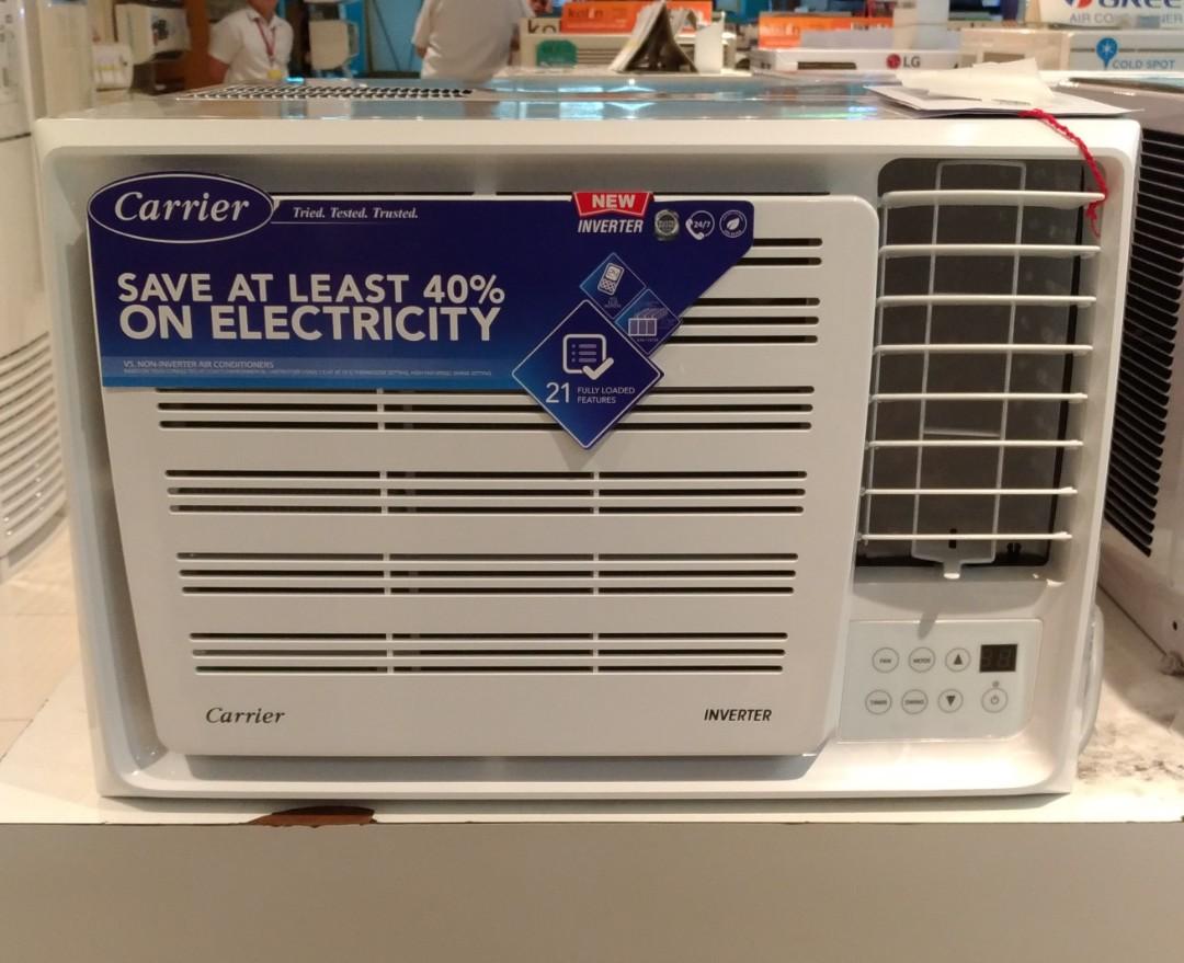 Carrier 1hp 1 5hp 2hp Window Type Aircon Inverter Wcarho09eev Wcarho12eev Wcarho19eev Home Furniture Home Appliances Air Conditioning And Heating On Carousell