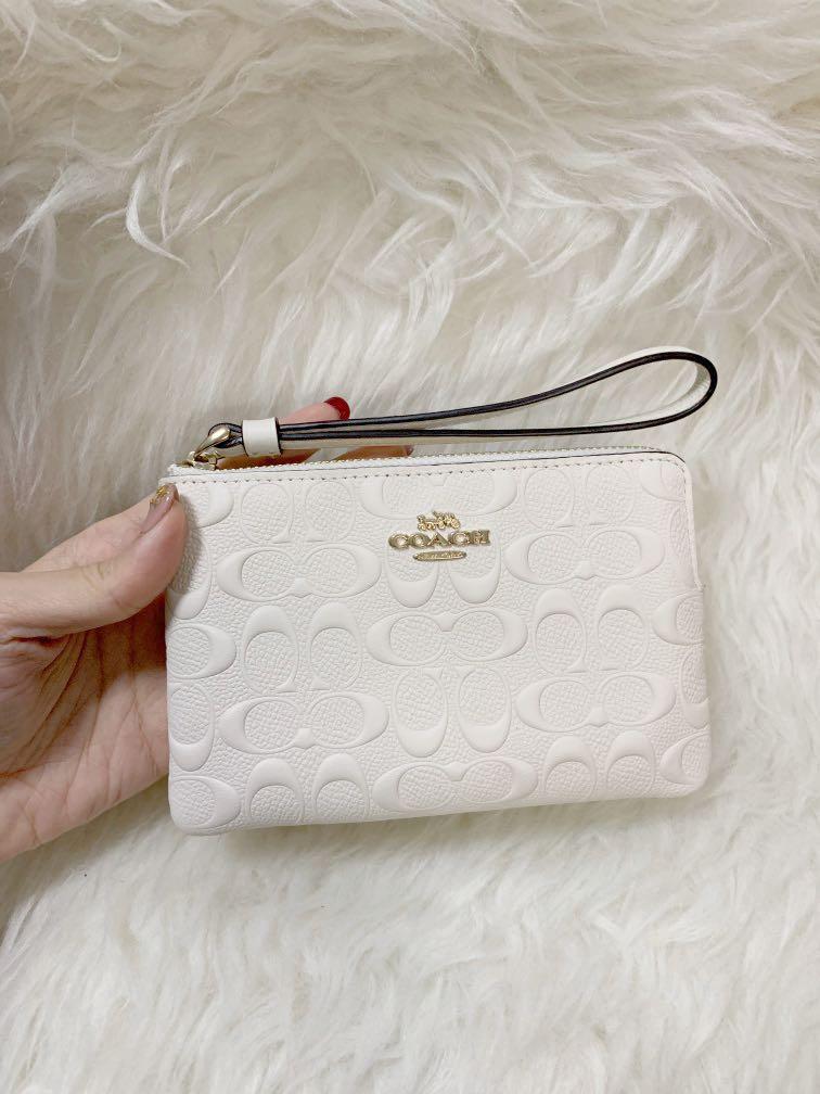 coach wristlet white