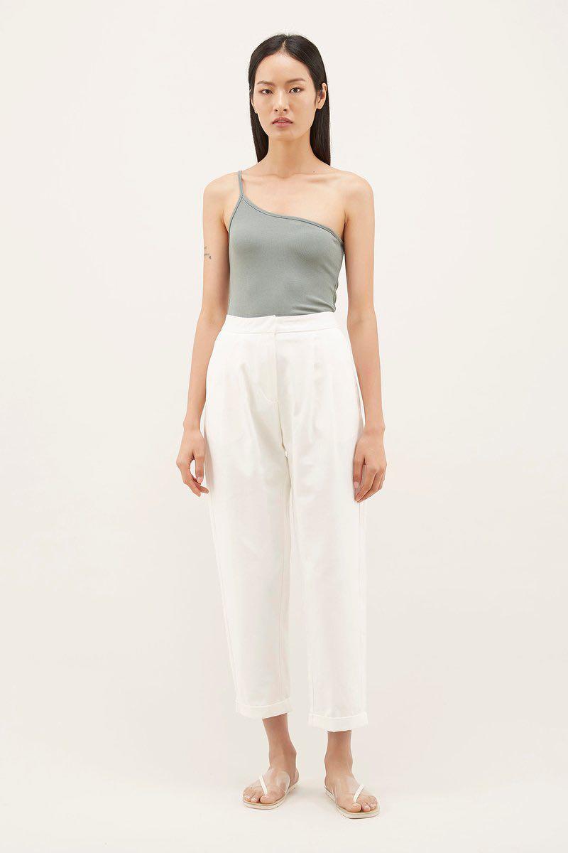 White cuffed trousers clearance