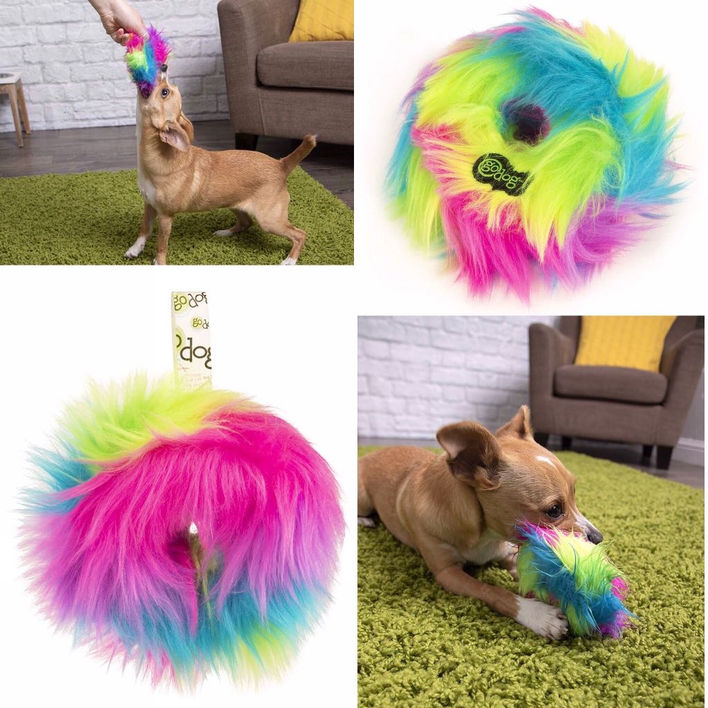 goDog Furballz Rings with Chew Guard Technology Durable Plush